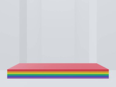 3 boyutlu illüstrasyon arka planı. Gökkuşağı LGBTQ sahnesi.