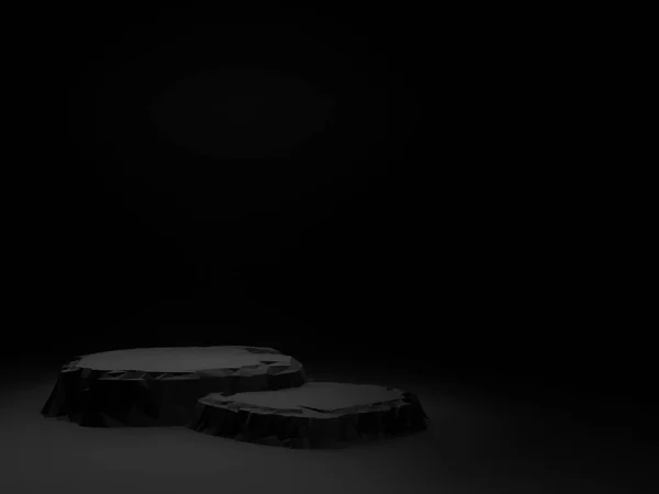 3D渲染黑色岩石平台 — 图库照片