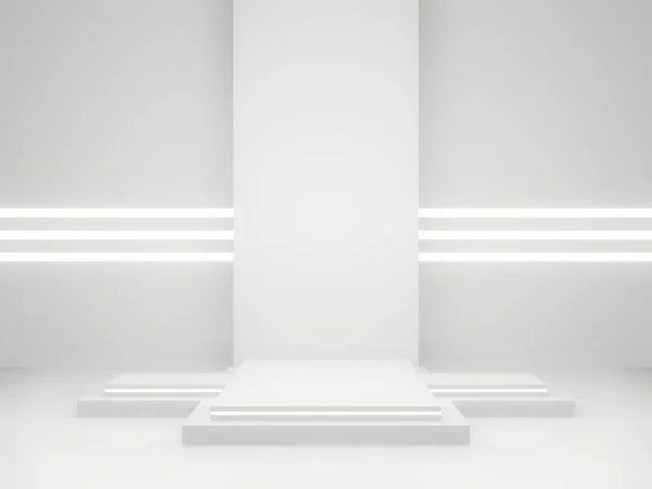 Render White Sci Product Display Mockup Wetenschappelijk Podium Met Witte — Stockfoto