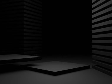 3D oluşturulmuş soyut siyah geometrik arkaplan.
