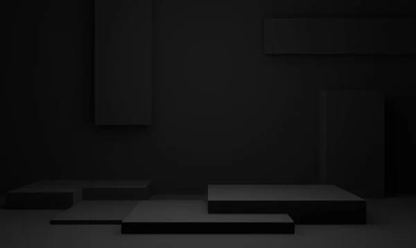 Rendered Dark Geometric Stage Background — Zdjęcie stockowe