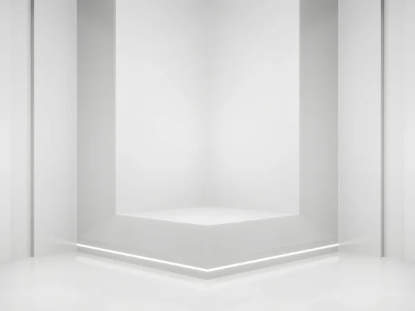 Render White Sci Product Display Background Scientific Podium White Neon — ストック写真