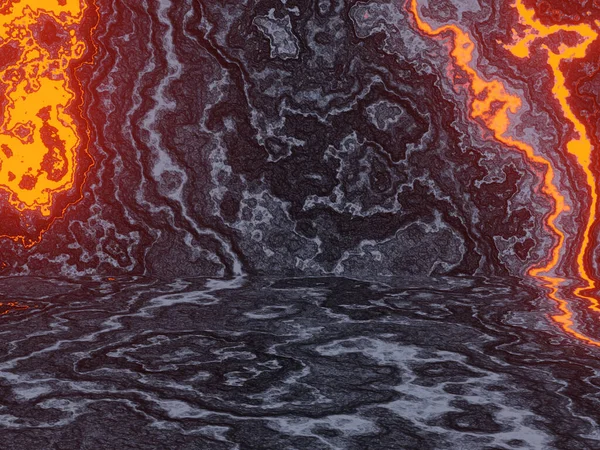 3D渲染抽象冷却火山熔岩背景 — 图库照片