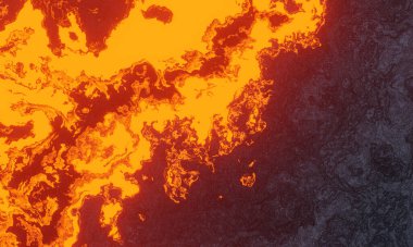 3D soyut volkanik lav arkaplanı oluşturuldu