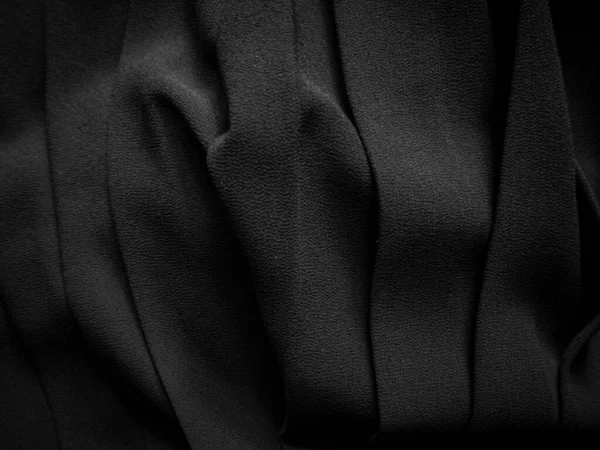 Tissu Plissé Noir Fond Vêtements Sombres — Photo