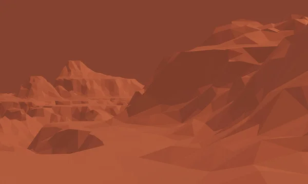 Mars Düşük Çokgen Çöl Ortamını Oluşturdu Yıpranmış Kaya Arazileri — Stok fotoğraf