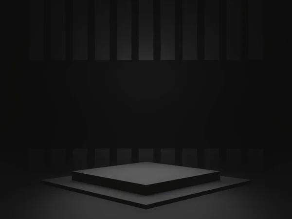 Gemaakt Zwart Geometrisch Podium Donkere Kamer Achtergrond — Stockfoto