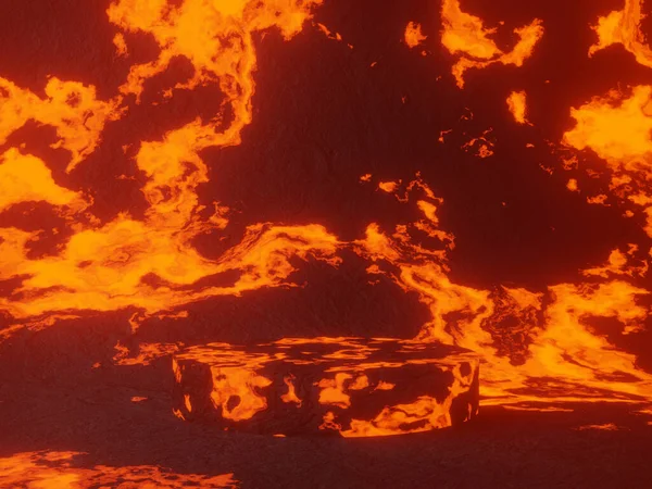 Рендеринг Абстрактного Вулканического Расплавленного Подиума — стоковое фото