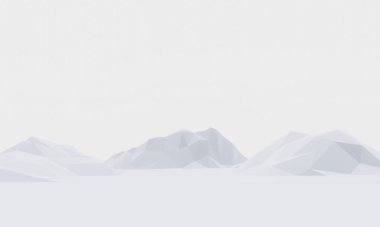 3D rendered low polygon ice mountain. Glacial landform. Ice terrain.