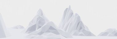3D rendered low polygon ice mountain. Glacial landform. Ice terrain.