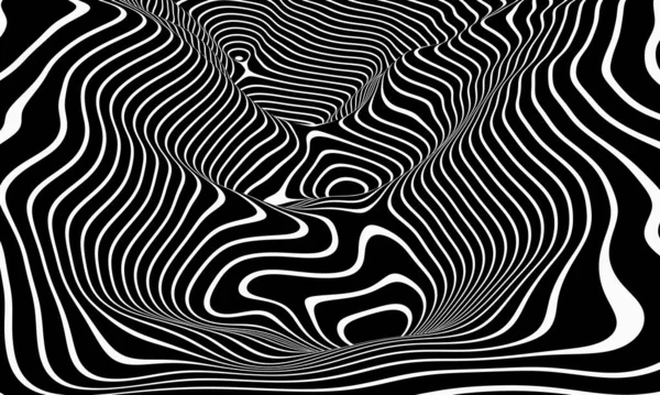 3D rendering Black and white contour lines. Topographic terrain.