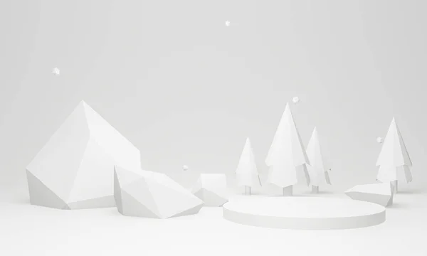 Rendered White Low Polygon Christmas Background — ストック写真