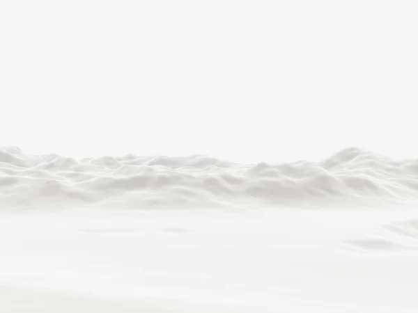 Kar dağını 3D render. Beyaz arazi. Soğuk ortam