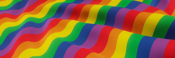 Renderização Ondulado Fundo Cor Arco Íris Banner Lgbtq — Fotografia de Stock