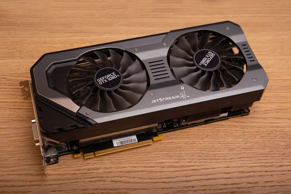 Vilnius, Lithuania, 03 20 2021: Nvidia Geforce GTX 1080 ti graphic card — Photo