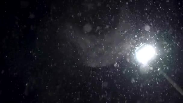 Lampa se sněhovými částicemi — Stock video