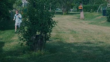 boy run in the park. happy family kid dream concept. Summer vacation.
