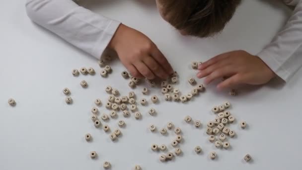 Childs Hands Lay Out Letters Back School Soon Learning Concept — Stok video