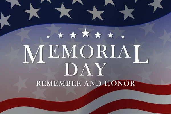 Memorial Day - Ricorda e onora l'iscrizione con stelle e strisce. Contesto per Usa Memorial Day - Festa nazionale americana. Vettore. — Vettoriale Stock