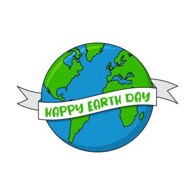 Kurdeleli Dünya Günü 'nüz kutlu olsun. Dünya Günü tasarımı. 22 Nisan 'da dünyanın dört bir yanında çevrenin korunmasını destekleyen bir etkinliğin şablonu. İzole vektör illüstrasyonu