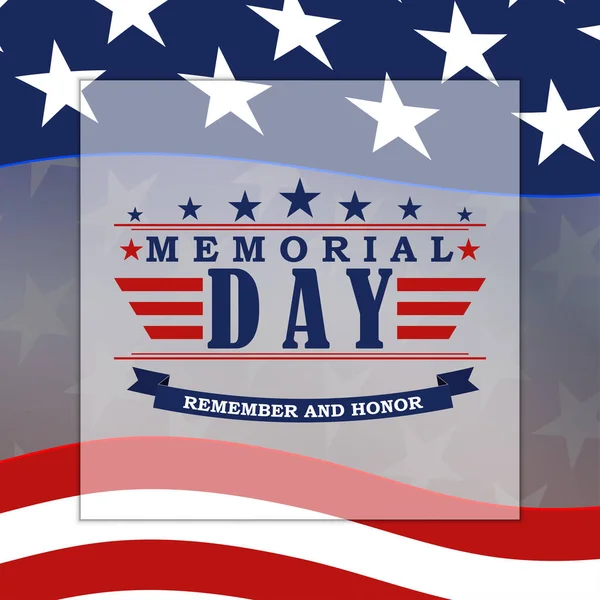 Ημέρα Μνήμης Θυμηθείτε και την τιμή επιγραφή με αστέρια και ρίγες. Ιστορικό εορτασμού της εθνικής εορτής των ΗΠΑ - Memorial Day. Πρότυπο για πρόσκληση, σχεδιασμό ευχετήριων καρτών. Εικονογράφηση διανύσματος — Διανυσματικό Αρχείο
