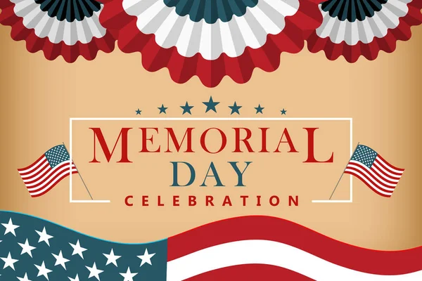 Memorial Day Celebration inscription with stars and stripes. Background for celebration USA national holiday - Memorial Day. Template for invitation, greeting card. Vector illustration.