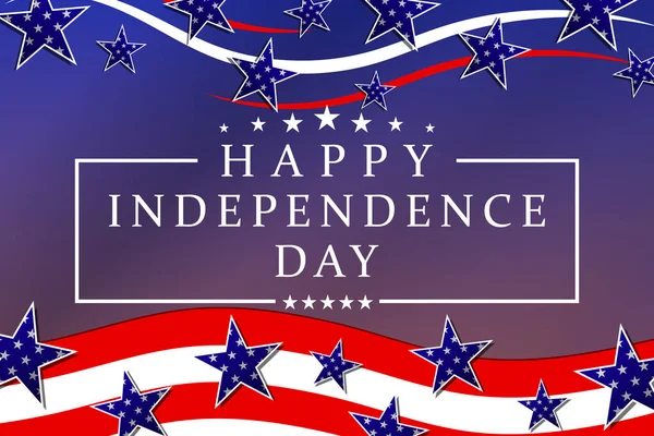 Fondo Feliz Día de la Independencia con ondear bandera nacional de los Estados Unidos, estrellas y rayas. Plantilla para el 4 de julio USA Tarjeta de felicitación del Día de la Independencia. Ilustración vectorial — Vector de stock