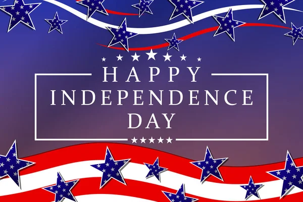 Happy Independence Day background with waving US national flag, stars and stripes. Template for 4th of July USA Independence Day greeting card. Vector illustration 로열티 프리 스톡 일러스트레이션