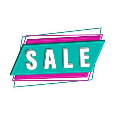 Satış afişi şablonu. Satışlar 3 boyutlu ve renk çerçeveli. Beyaz arka planda izole edilmiş. Vektör illüstrasyonu.