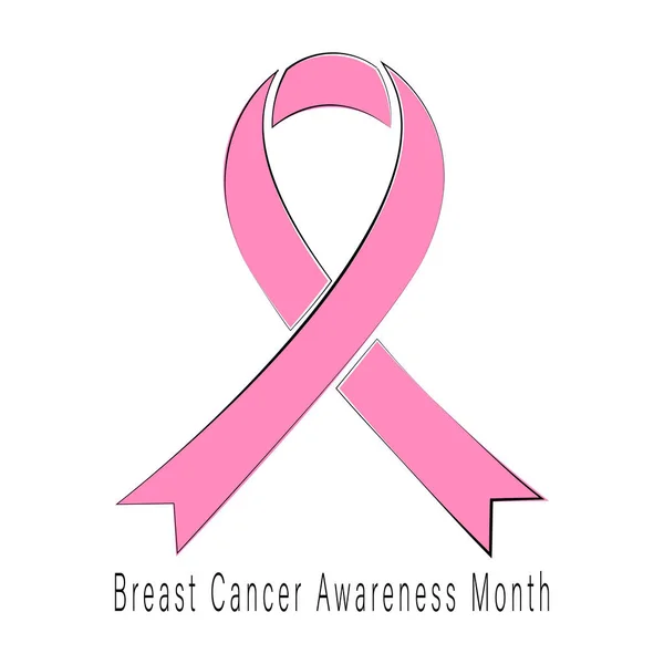 Pinkfarbene Schleife Als Symbol Brustkrebs Bewusstsein Monat Vereinzelt Auf Weißem — Stockvektor
