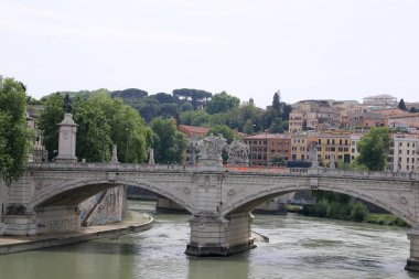The landscape of the river and bridge in Rome, Italy.