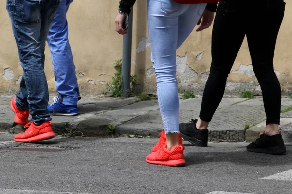 Strakke Jeans Zijn Stijl Florence Italië — Stockfoto