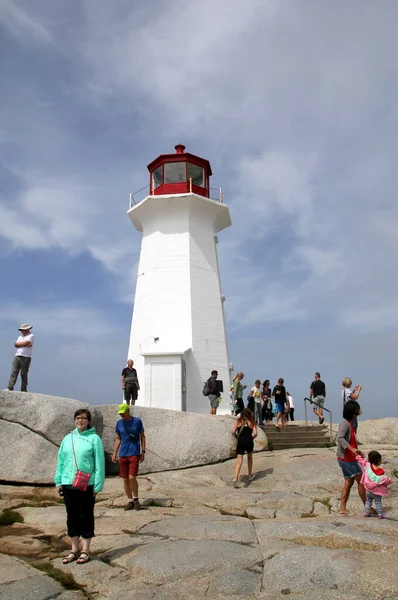 Burası deniz fenerinin hemen arkasında Atlantik Okyanusu olan Peggy 's Cove' daki deniz feneri..