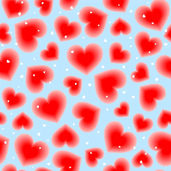 Векторный Бесшовный Рисунок Красными Размытыми Сердцами Синем Фоне Можно Использовать — стоковый вектор
