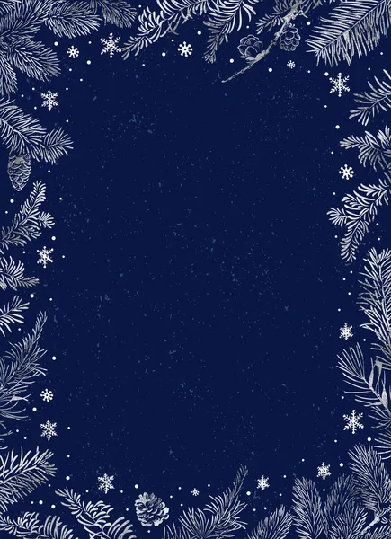 Cartel Navidad Vector Marco Navidad Con Ramas Plata Del Árbol — Archivo Imágenes Vectoriales