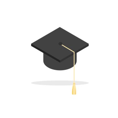 Bekar şapkası ikonu. Düz moda eğitim şapkası. Vektör çizimi izole edildi.