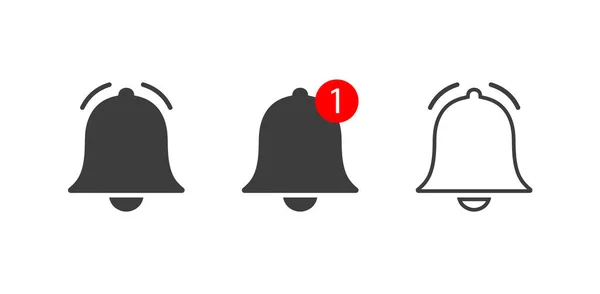 Notification Bell Icons Ringing Bells Inbox Message Vector Sign Social — Stock Vector