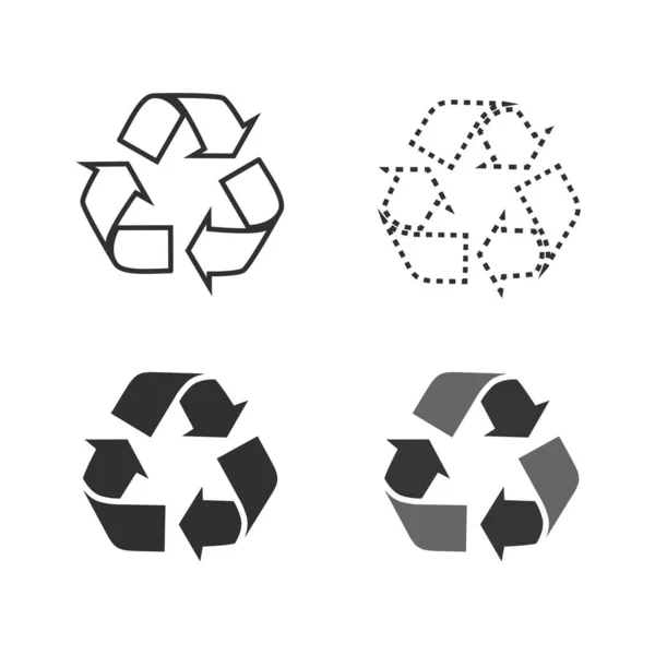 Recycling Icoon Collectie Vectorset Van Zwarte Cirkelpijlen Geïsoleerd Witte Achtergrond — Stockvector
