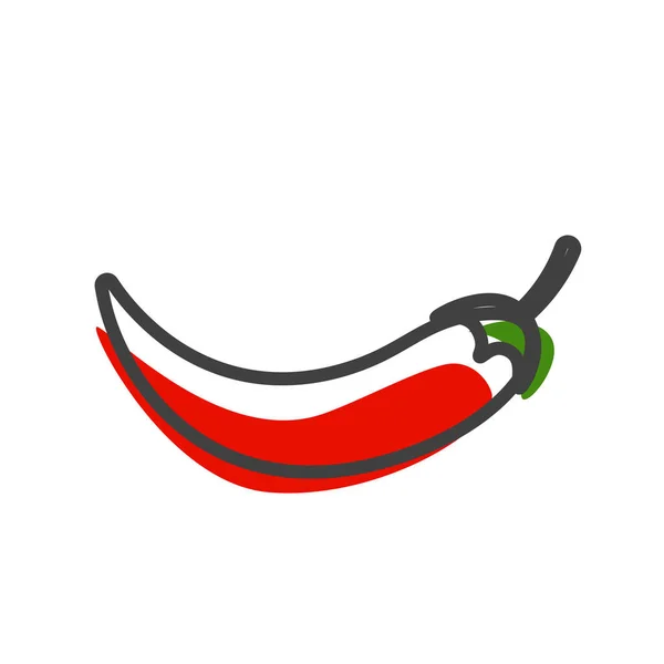 Red Chilli Pepper Linear Icon Fruit Symbol Logo Concept Vector — Stock Vector