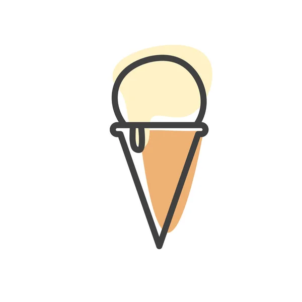 Vanilla Ice Cream Linear Icon Popsicle Vector Illustration Isolated — Stockvektor