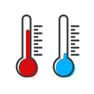Sıcak ve soğuk meteoroloji termometre doğrusal ikonu. Sıcaklığı ve soğuğu ölçüyorum.