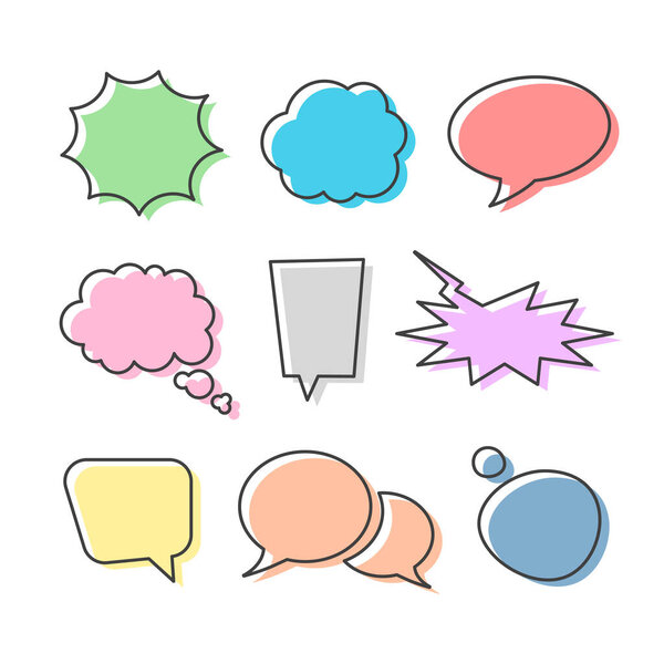 Vector dialog box bubble set isolated on white background. Colorful quotes frames and remark. Callouts template collection.