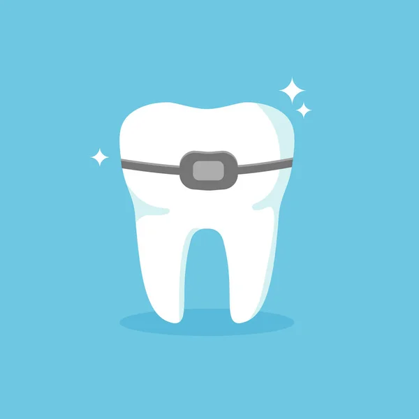 Tandställning Ortodontisk Behandling Koncept Vektor Illustration Isolerad Blå Bakgrund — Stock vektor