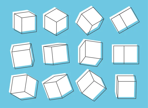 Vector Esboço Cubos Ícones Cubo Uma Perspectiva Blocos Geométricos Ilustração — Vetor de Stock