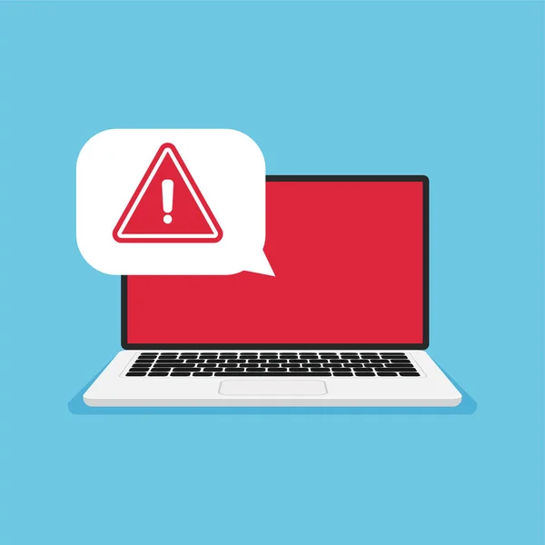 Ordenador Portátil Símbolo Advertencia Monitor Hackear Correo Computadora Pantalla Roja — Vector de stock