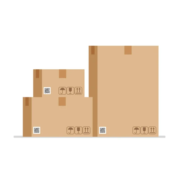 Pile Boîtes Carton Marron Sur Palette Bois Boîte Pièces Entrepôt — Image vectorielle