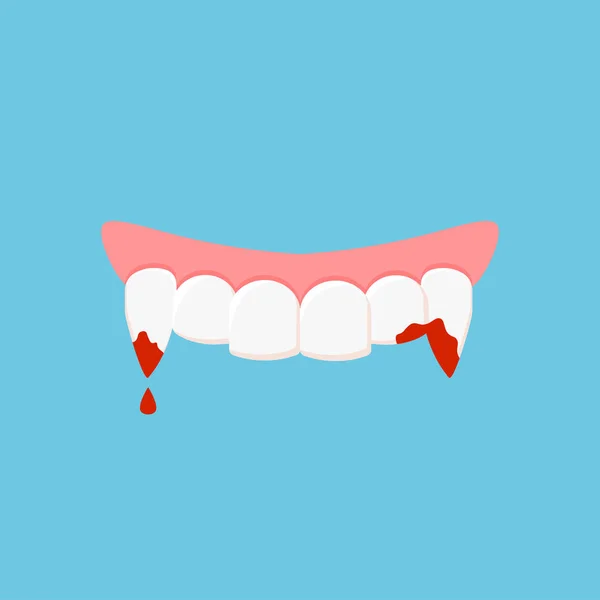 Dientes Vampiro Sangre Para Halloween Ilustración Vectorial Aislada Sobre Fondo — Archivo Imágenes Vectoriales