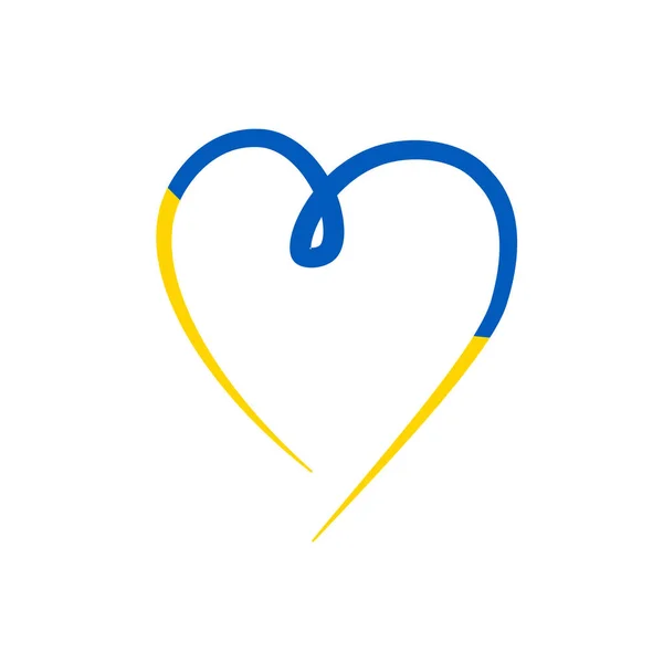 Ukrainische Flagge Färbt Herz Lineares Symbol Betet Für Die Ukraine — Stockvektor