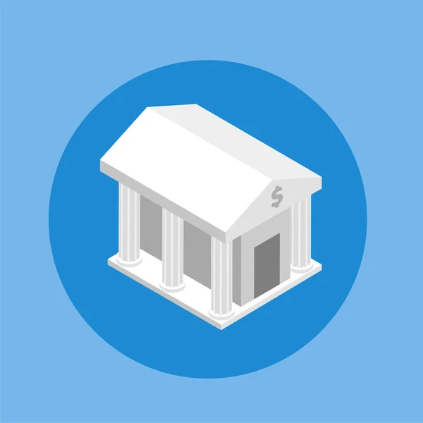 Isometric Bank Building Icon Isolated Blue Background Vector Illustration Eps — Wektor stockowy