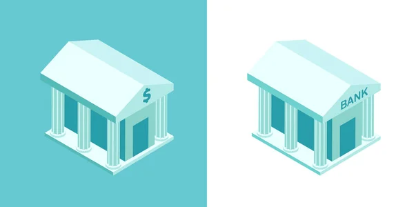 Isometric Bank Building Icon Isolated Two Different Background Vector Illustration — Vetor de Stock